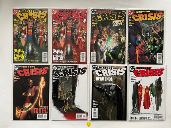 Identity Crisis (2004) #1-7 + #1 2nd print, NM/MT