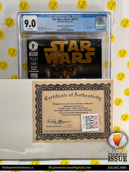 Star Wars: Jedi vs. Sith 1 CGC 9.0 DF Gold Foil Var. With Certificate #798/2500